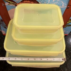 Yellow Food Storage Container and one pink / red Set 5 piece